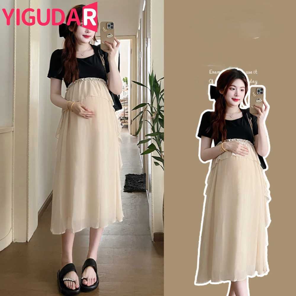 Casual Dress Pregnancy photoshoot dress Short Sleeve vestidos Summer Maternity Dresses fashion clothes for Pregnant Woman 2024T250311
