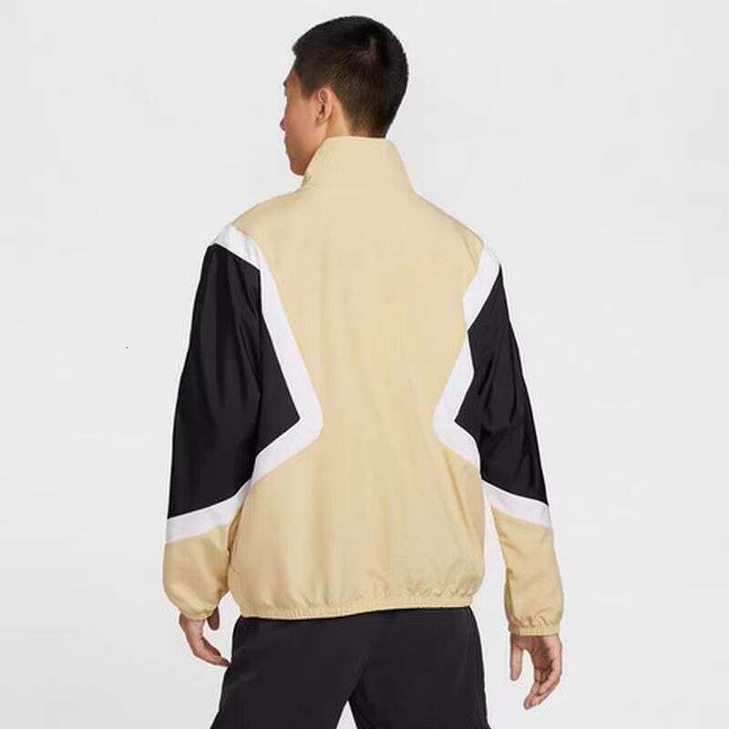 European and American trendy brand splicing color blocked half chest zipper windbreaker embroidery 1.1