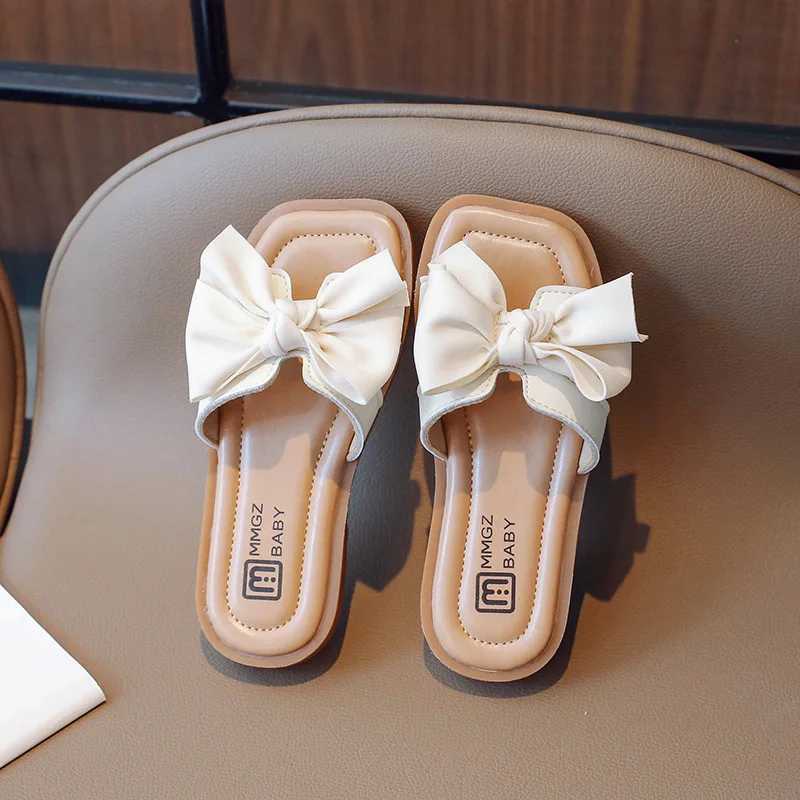 Girls Slippers Bow Elegant Fashion Kids Shoes Drop Shipping Simple Non-slip Spring New Chic Children ShoesT250311