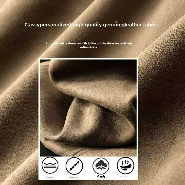 Chamois Leather Vintage Style Mens Jacket Casual Loose Fit Summer Autumn New Arrival Fashion Trendy Lapel WorkwearT250311