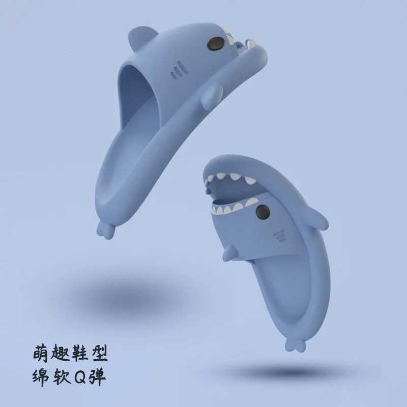 Comwarm Boys Girls Shark Slippers Summer Cute Cartoon Kids Shark Sandals Non-slip House bath Shoes Children Casual Flats SlidesT250311