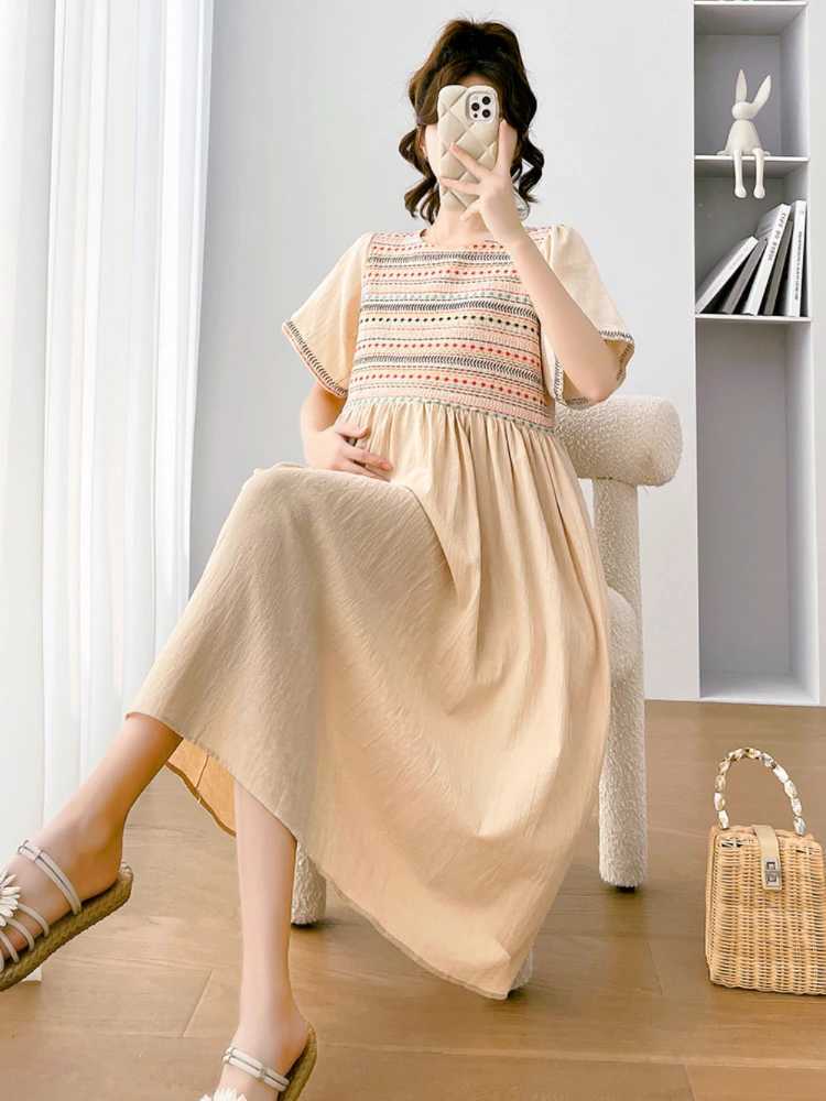pregnancy photoshoot dress 2024 Summer short Sleeve Pleated Dress Sweet Pregnant Women clothing Maternity Dress Cute vestidosT250311