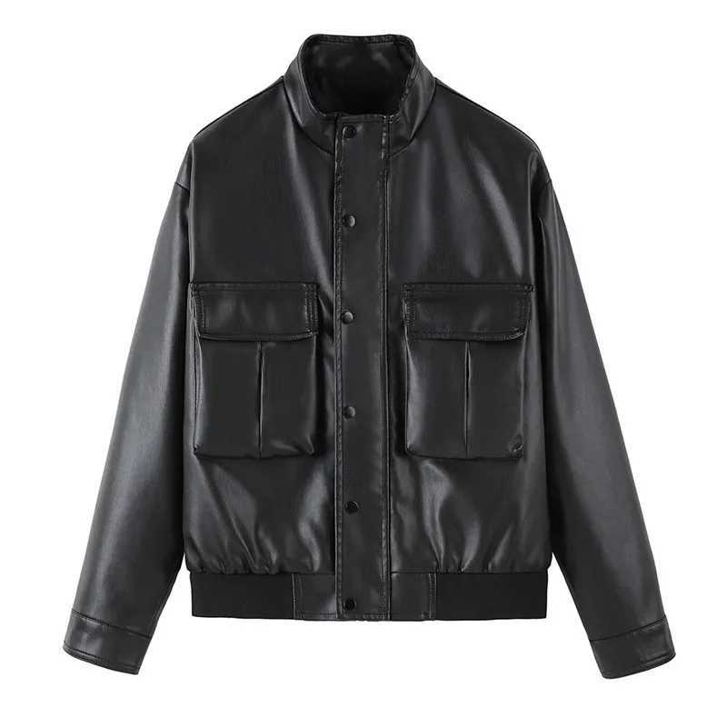 Spring Autumn Stand Collar Black Pu Leather Jackets Men Fashion Motorcycle Biker Coats Male Casual Moto leather Outerwear CoatsT250311