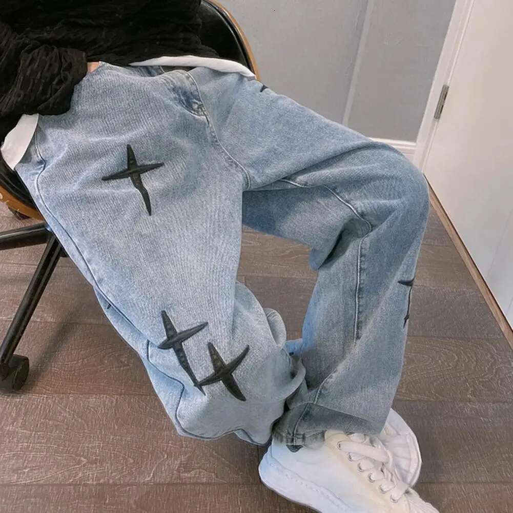 Summer 2025 Men s Pants Star Embroidered W Retro Fashion Designer New Wide Pocket Pants Zipper Neutral Loose Straight Tube Casual High Street Hip Hop 