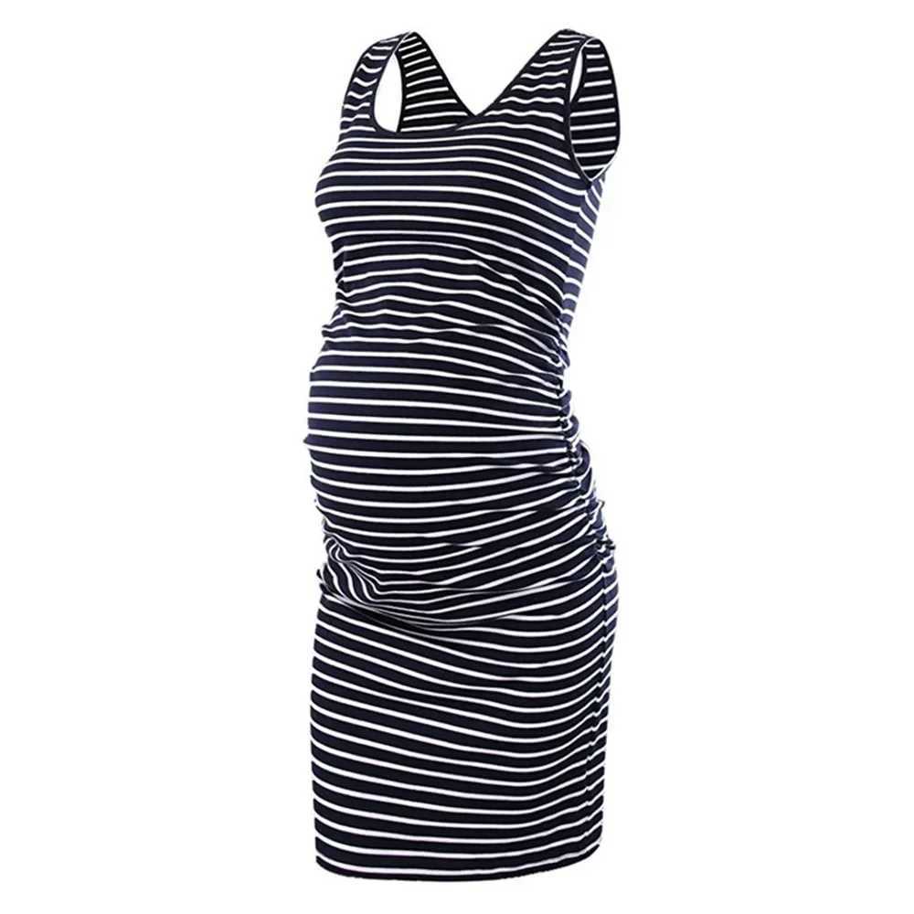 2024 Summer Womens Maternity Sleeveless Tank Dresses Side Ruching Bodycon Dress for Daily Wearing or Baby ShowerT250311
