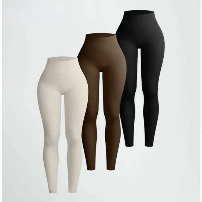 Thread Knited Leggings Women Seamless Slim Tights Gym Trainning Running Waist Hip Liftting High Elastic Yoga Fiess Pants