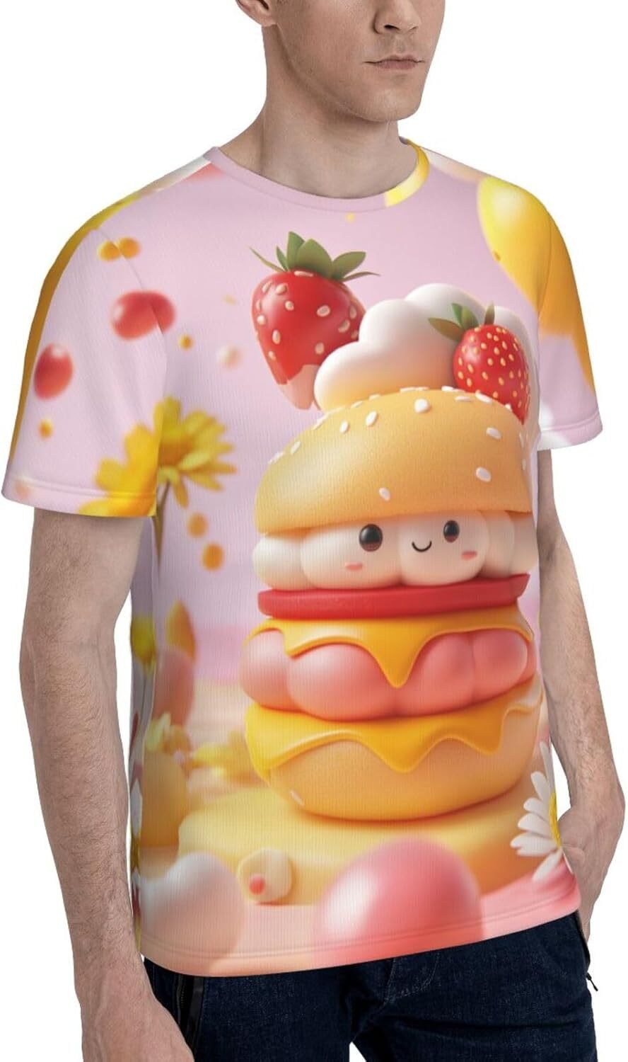Mens T shirt Mens Womens Cartoon Hamburger Graphic T-Shirts Unisex Fruit Burger 3D Printed Funny Short Sleeve Novelty Tops tee Casual tops summer clot