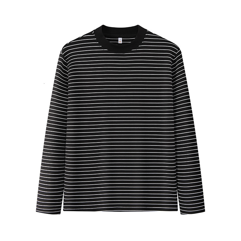 polo Striped long sleeved T-shirt business leisure Korean version autumn and winter interior matching base shirt for youth men's top