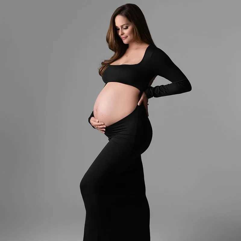 Maternity Sexy Bodycon Dresses Pregnant Photo Dress Square Neck Long Sleeve Wedding Party Pregnant Clothes X250224