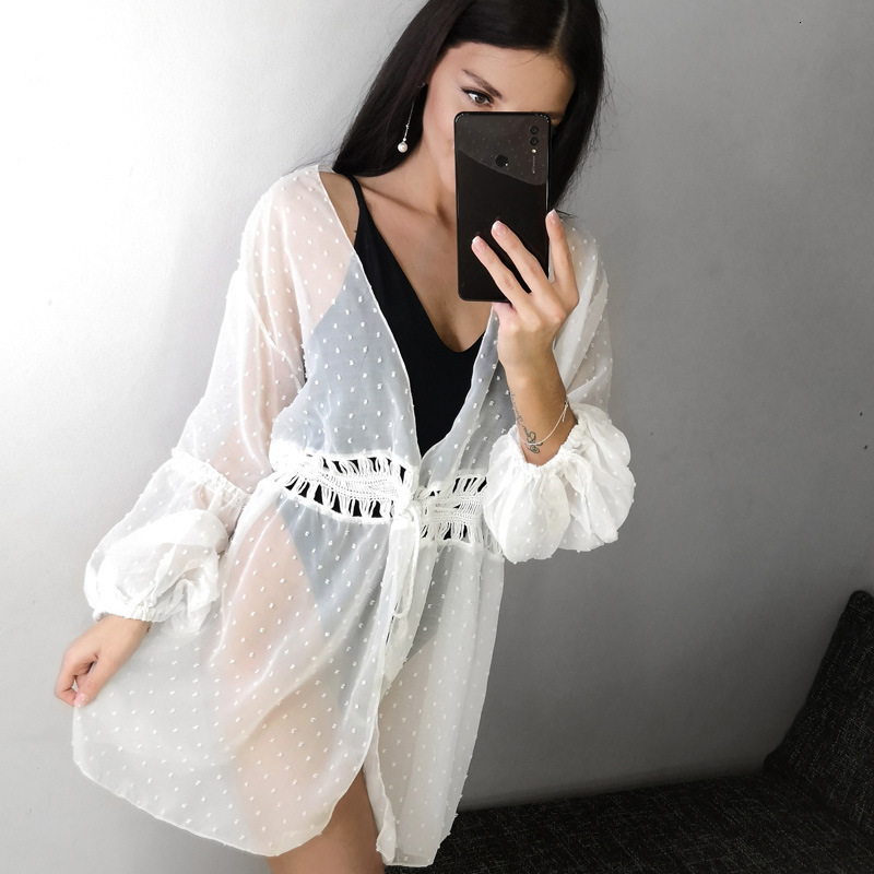 Lace Beach V-Neck Cardigan With Hollowed Out Waist And Lace Up Dress, Short Skirt, Bikini Top