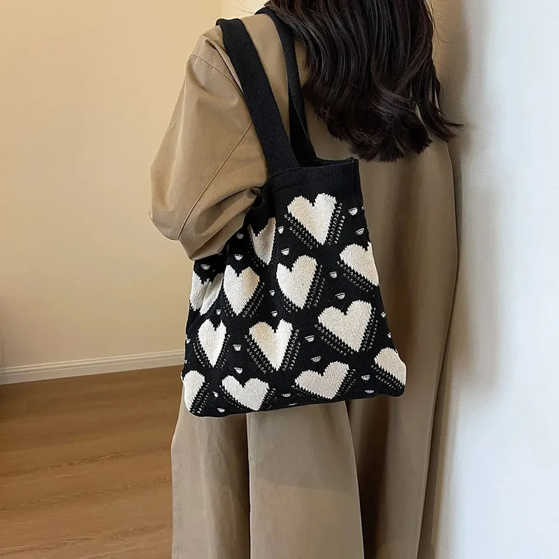 Weave Love Womens Bag Knitted Handbag Shoulder for Women Casual Large Capacity Commuting Crochet 250311