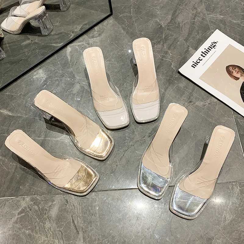 2024 Womens Transparent High Heel Sandals Summer New Collection Womens Crystal Shoes Womens Fi Casual Slippers WomensXJ250311