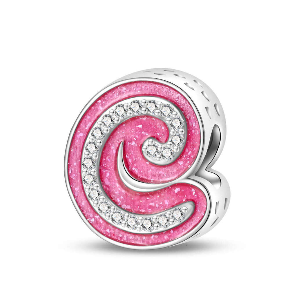 Pink English Letter Pendant Beads Charms DIY Jewelry Accessories Bracelet 925 Sterling Silver New Style For women gift