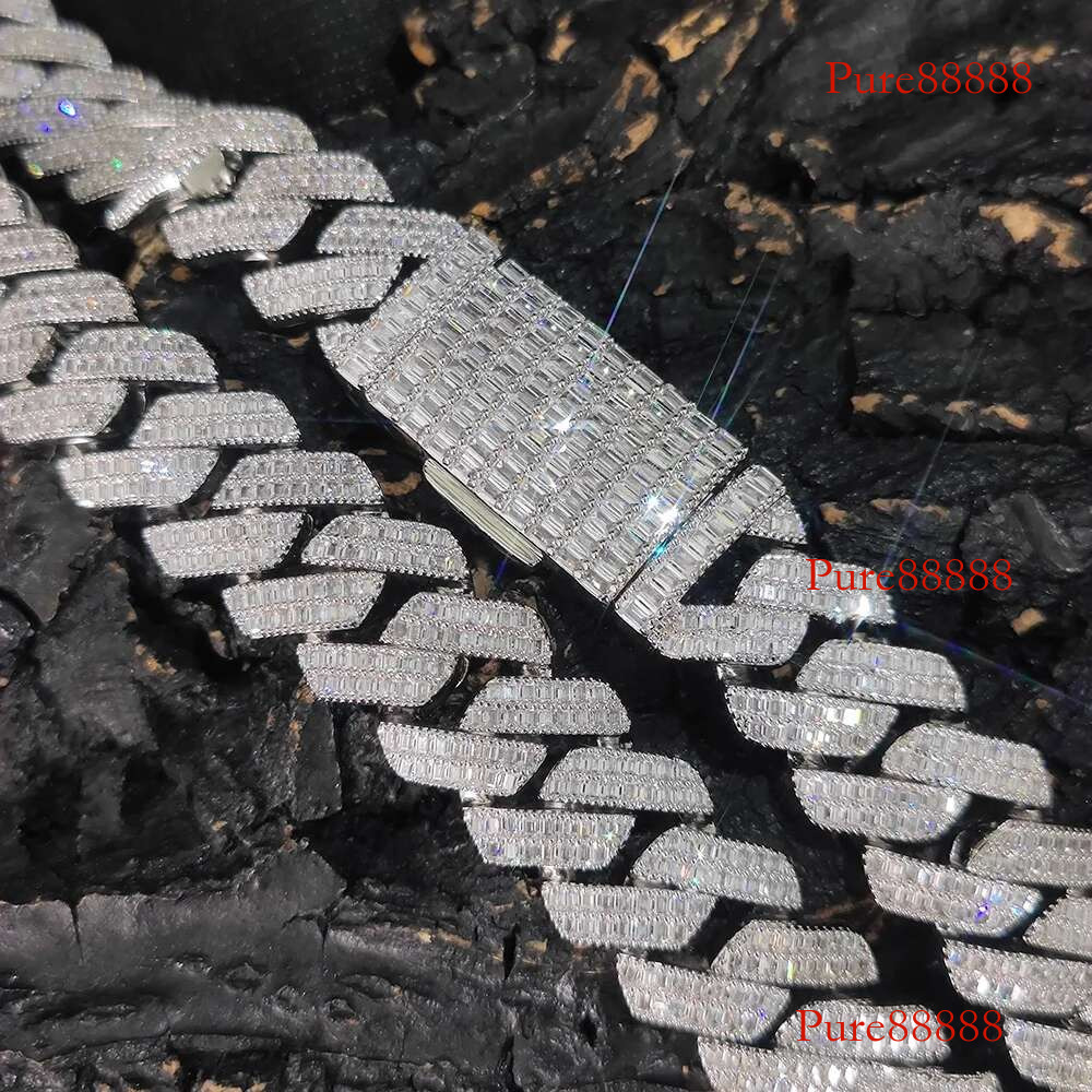 20MM Iced Pass Test D Color VVS Dia Cuban k Moissanite Chain Hip Hop Jewelry Men Sterg Sier Necklace