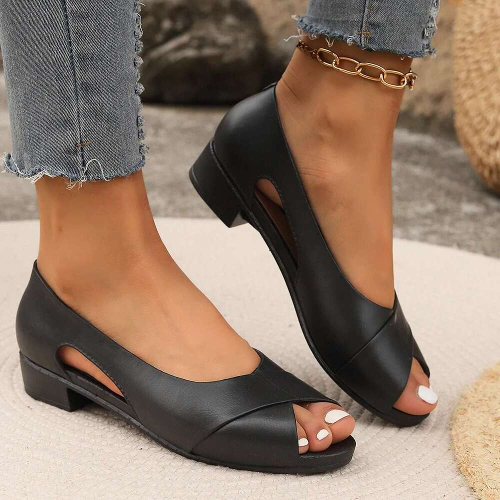 Summer New Women's PVC Sandal Bag Fish Mouth Thick With Fashion Flat Casual Single Shoes