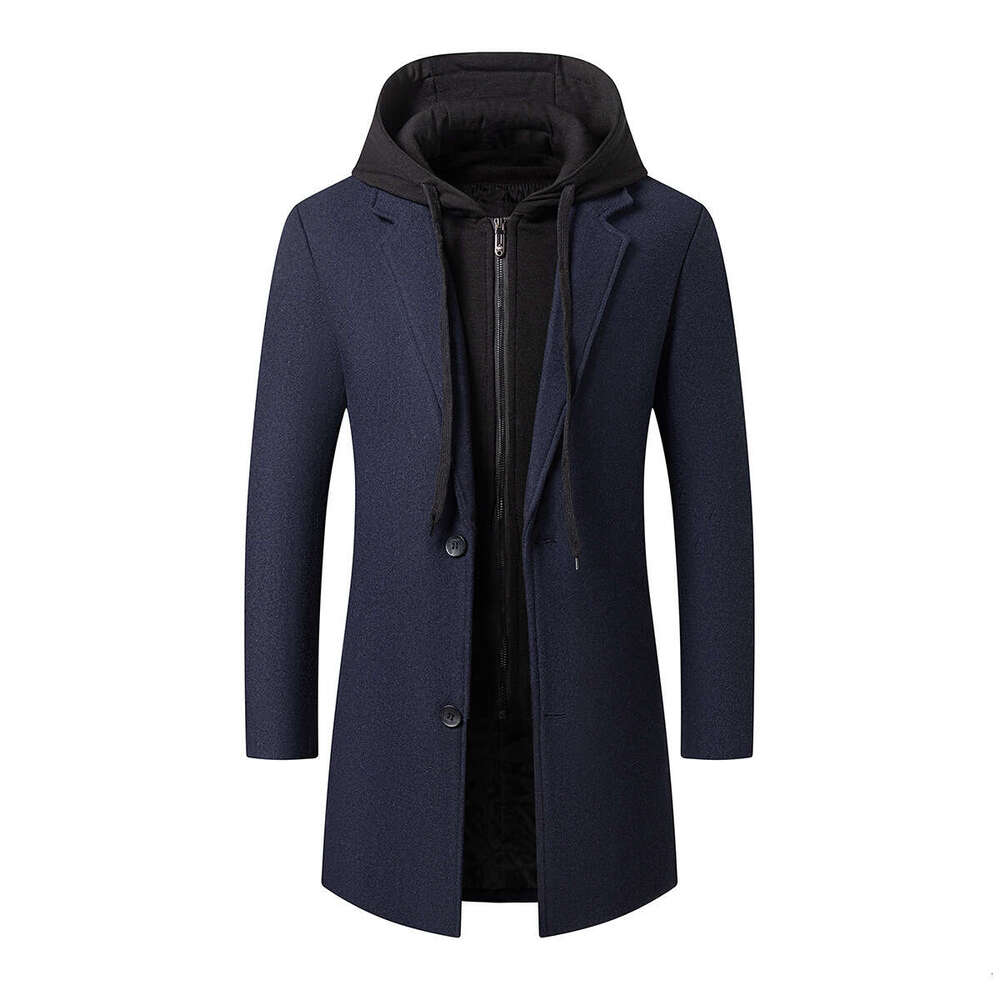 Autumn And Winter Business Thick Woolen Fashionable Hooded Style, Detachable Coat, Men's Coat