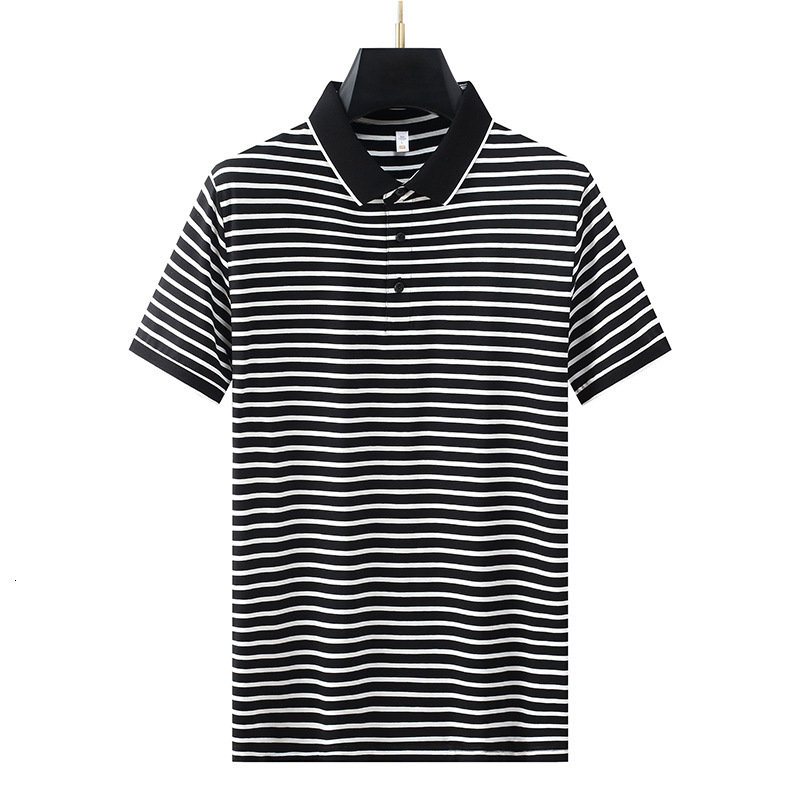 Striped short sleeved polo shirt men's summer new style, simple luxurious, with a lapel T-shirt for casual and business use tracksuit
