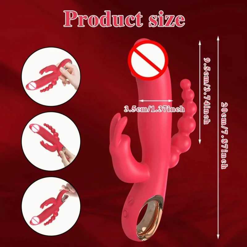 3 in 1 Thrusting G-Spot Rabbit Women Vagina Stimulator Double Penetration Female Sex Toys for AdultsXJ250311