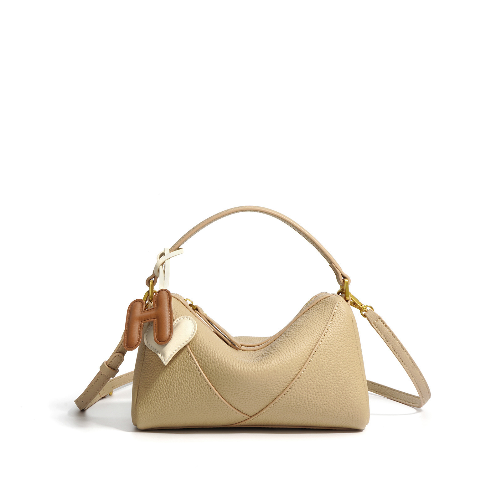 New Top Layer Boston 2025 Summer Simple Texture Cowhide Shoulder Crossbody Bag With Niche Design Sense