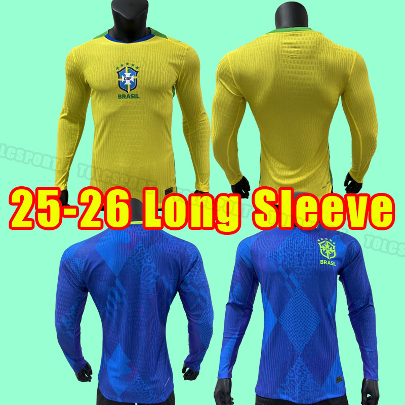 Men+Kids Long sleeve bRAZILIS soccer jerseys 2024 PAQUETA COUTINHO football FIRMINO brasil 24 25 NEYMAR JR VINI SILVA DANI ALVES PELE home away fans player