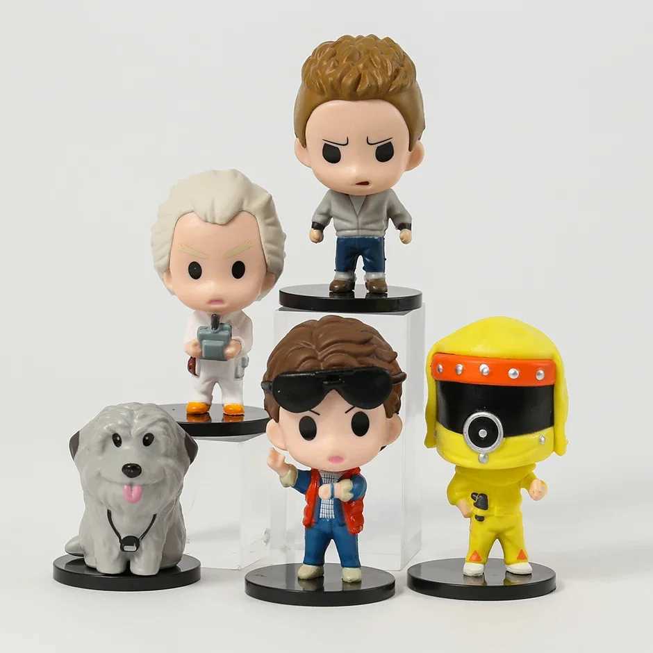 5 pieces/set back to the future March Brown Biff Dr. PVC digital model Q-version desktop doll decoration giftXJ250311