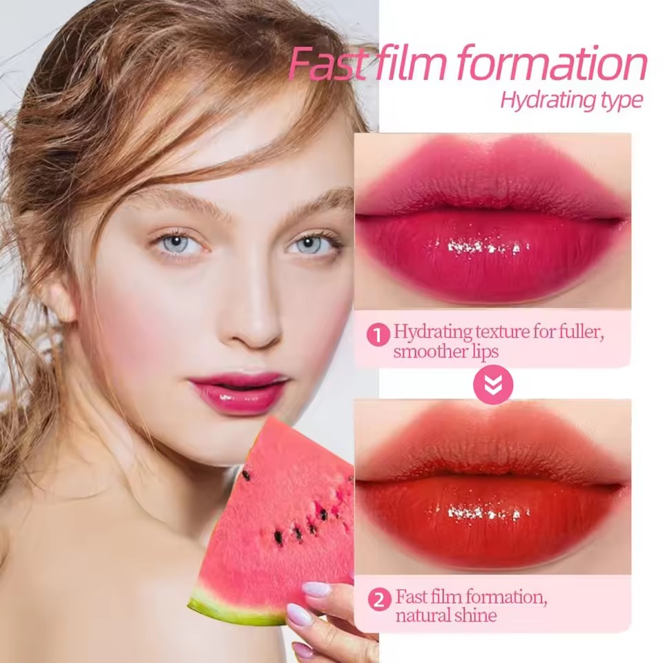 Tint Dyeing Liquid Lipstick and Blush 2 in 1 Waterproof Mirror Lip Gloss Water Lip Tint Non-sticky Lip Eye Cheek Makeup Cosmetic