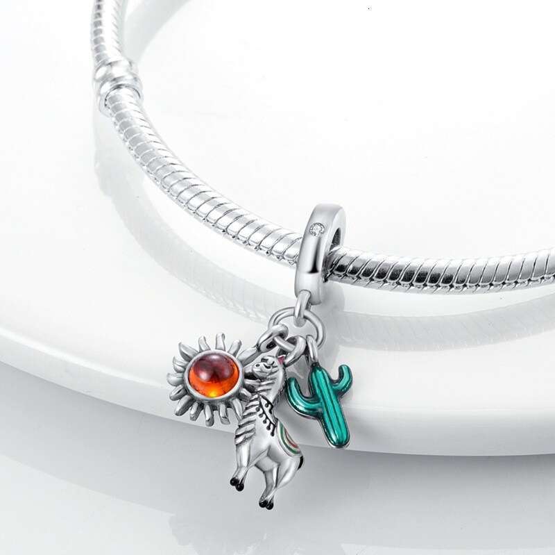 925 Sterling Silver Cute Mushroom Charms Cactus pendant Bicycle beads DIY bracelet necklace for women jewelry making gift