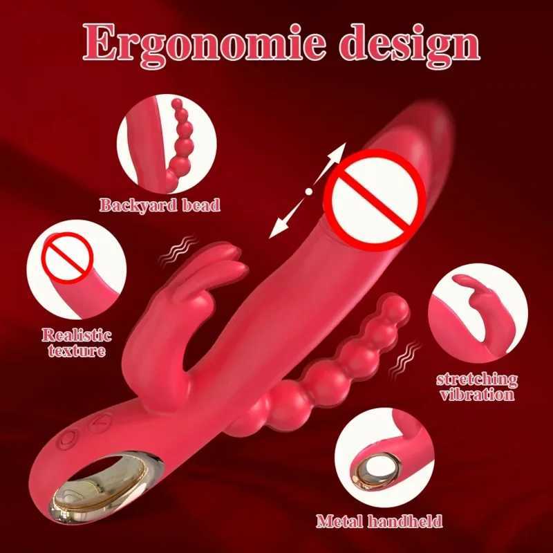 3 in 1 Thrusting G-Spot Rabbit Women Vagina Stimulator Double Penetration Female Sex Toys for AdultsXJ250311