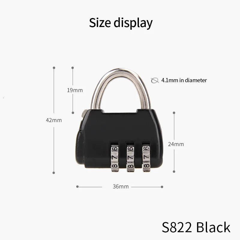 Mini Password Digit Code Bag Locks Black High Quality Travel Luggage Suitcase Combination Lock Padlocks Case Accessories 250311