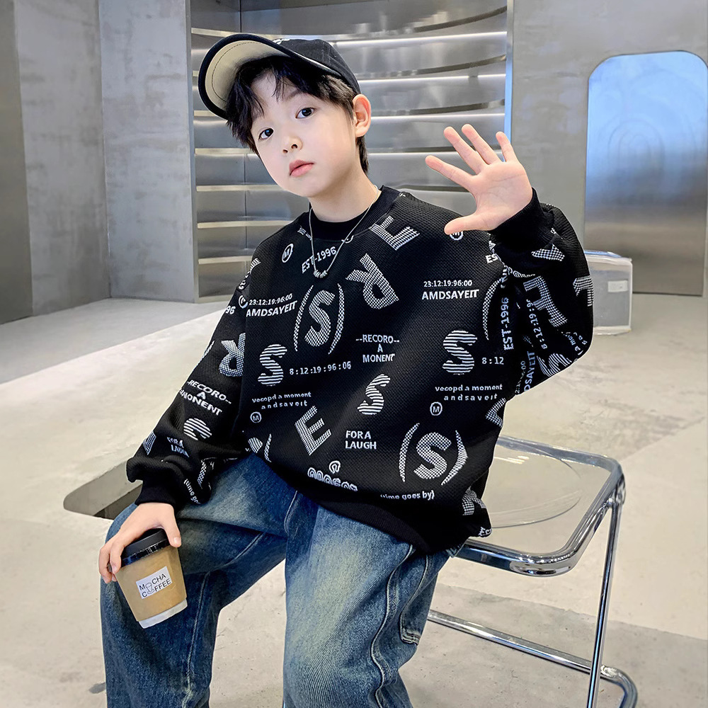 Ddmyshoesvip Autumn Hoodie New Style Handsome Top Middle And Large Children S Boys Spring Bottom Shirt Trendy