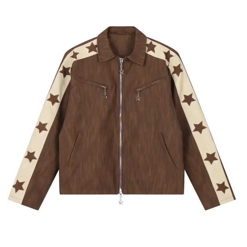 Vintage Star Chamois Leather Jacket For Men Casual Loose Fit Motorcycle Style High End Feel Trendy Spring Autumn Season JacketT250311
