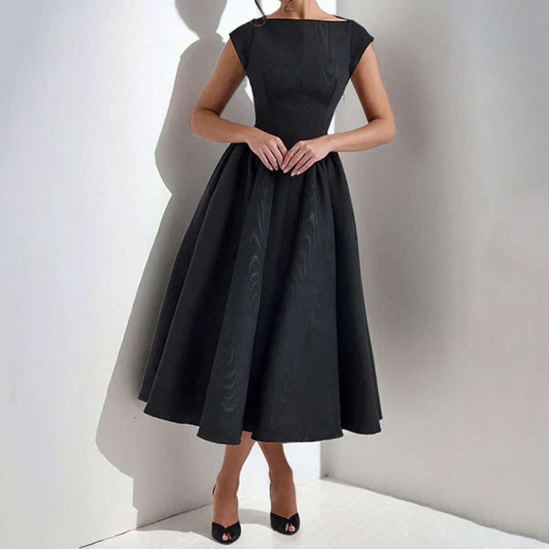 The Backless Round Neck Sleeveless French Style Niche Long Solid Color Dress For New Women's Clothing In The Spring And Summer Of 2025 KLMY