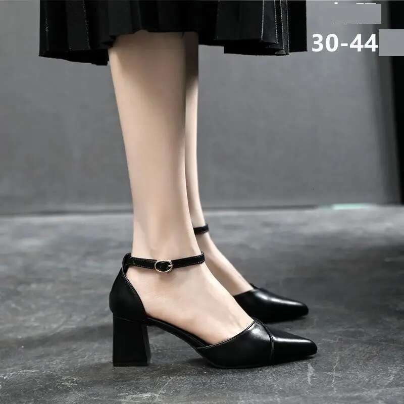 High Heel Thick High Heels Small Pointed Women Shoes Large Size Black Heel Summer Sandals