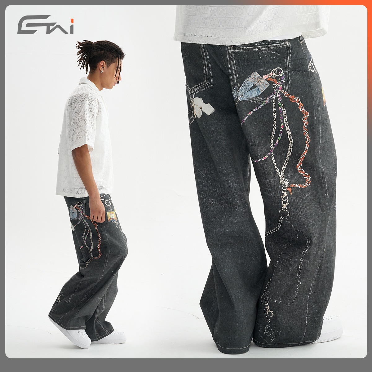 2025 New Button Style 3D Pattern Printed Jeans With Neutral Style Fashionable Designer s Original Niche High Quality Pure Cotton Men s Casual Pants