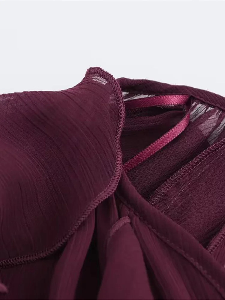 Fashion Chiffon Layered Ruffled Shirts For Women Elegant Single Breasted Puff Sleeve Blouse Female Street Lady Chic Tops 250311