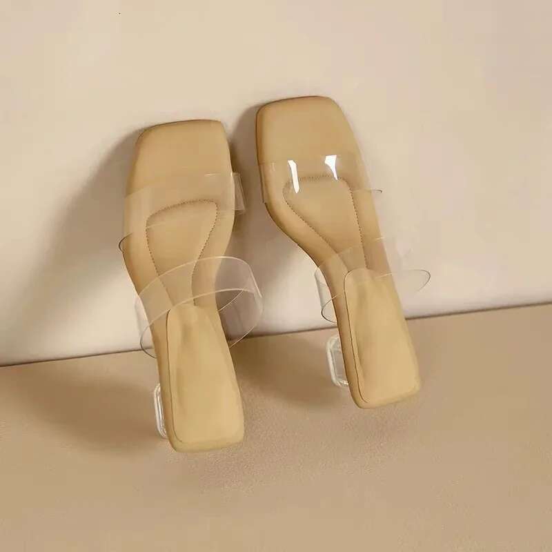 Summer Soft 2025 Platform Sandals for Women Fashion Transparent Pvc High Heel Sandalias Mujer New Clear Square Heels Slippers