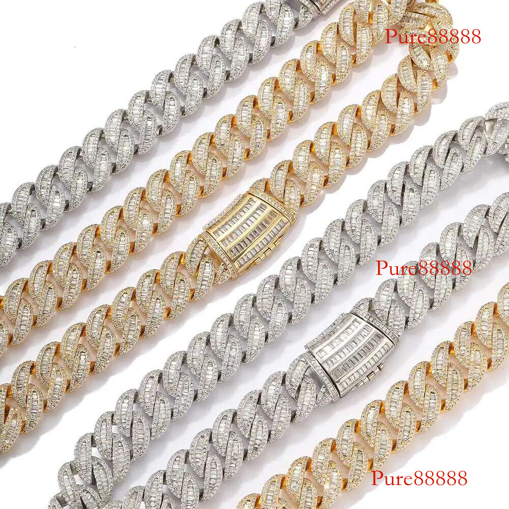 Width 15/20mm Gold Necklace Iced Dia CZ Heavy Box Clasp Cuban k Chain Hiphop Jewelry Sets