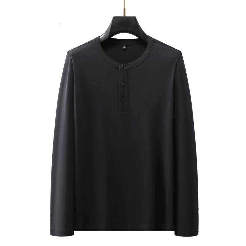 collar long sleeved base shirt men's T-shirt round neck autumn and winter interior casual trendy top solid color new style tracksuit
