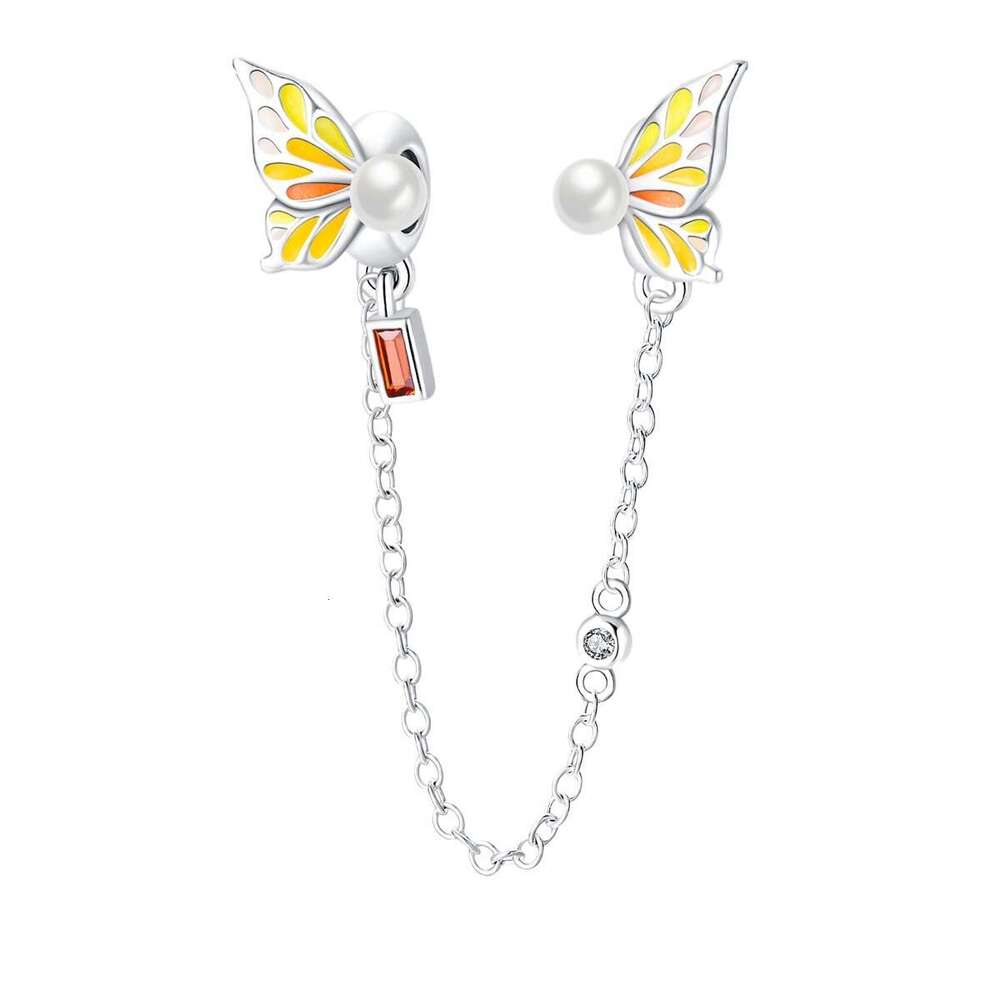 Hot Selling 925 Sterling Silver buckle Charms sun moon luminous safety chain Charm fit bracelet DIY for women new accessory Jewelry gift