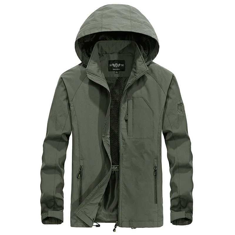 Mens Waterproof Jacket 2024 Spring Autumn Casual Windbreaker Jackets Mens Breathable Hooded Outdoor Thin Coats 6XL ClothesT250311