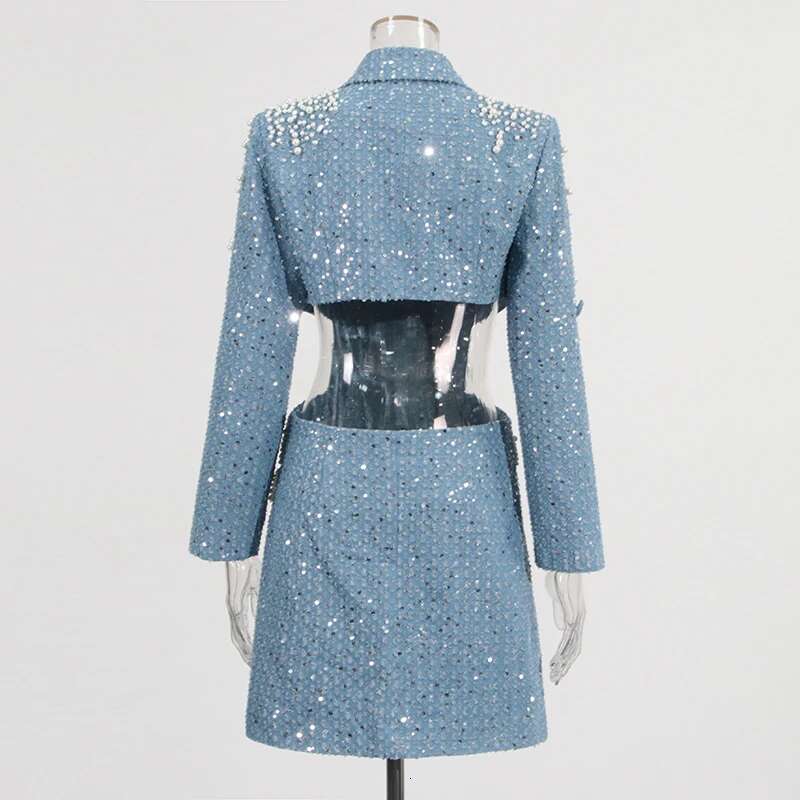 TWOTWINSTYLE Hollow Out Dresses For Women Notched Collar Long Sleeve Patchwork Embroidered Flares Chic Dress Female Fashion New