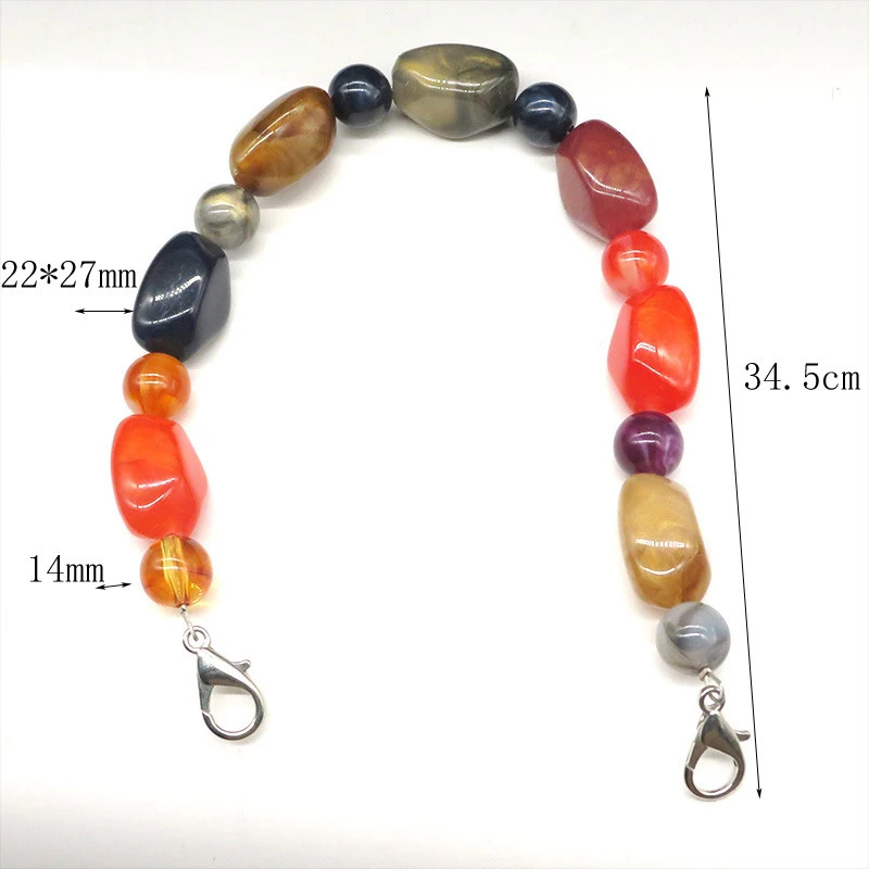 Jelly acrylic handle with colored bead tape can replace resin handbag pearl DIY bag evening accessories 250311