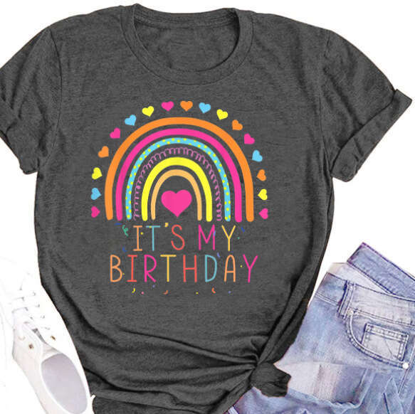 Women's top e-commerce birthday printed color cotton t-shirt 2025 temperament versatile new trend clothing ins