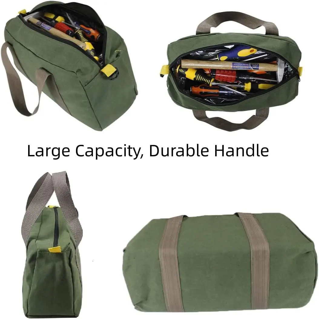 Wide mouthed tool bag canvas heavy storage large capacity tote 250311