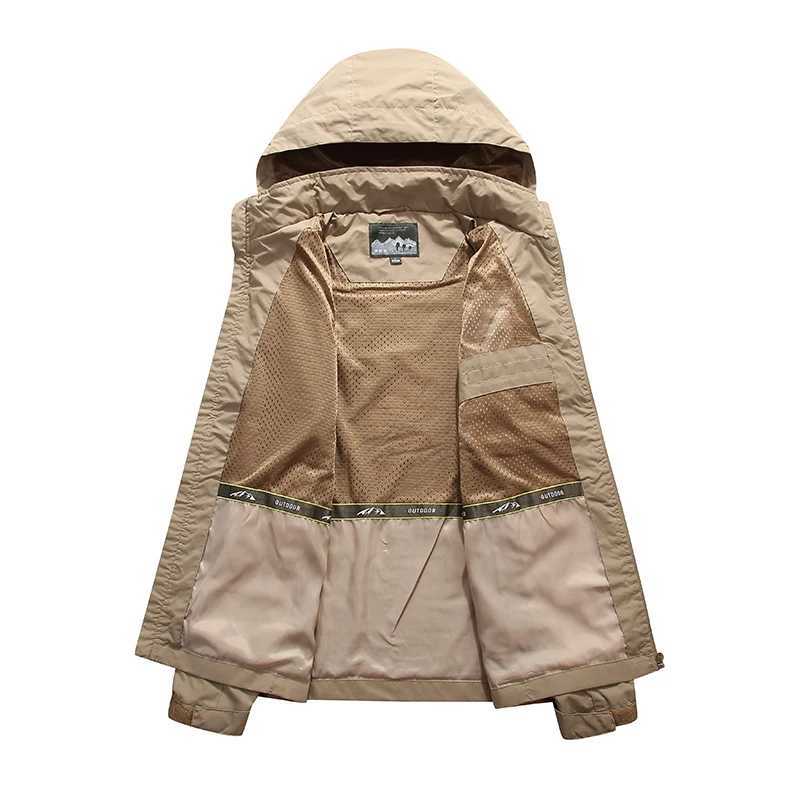 Spring Men Outdoor Waterproof Jacket Plus Size Windbreaker Rain Coat Breathable Fishing Camping Tactical Jackets Male ClothingT250311
