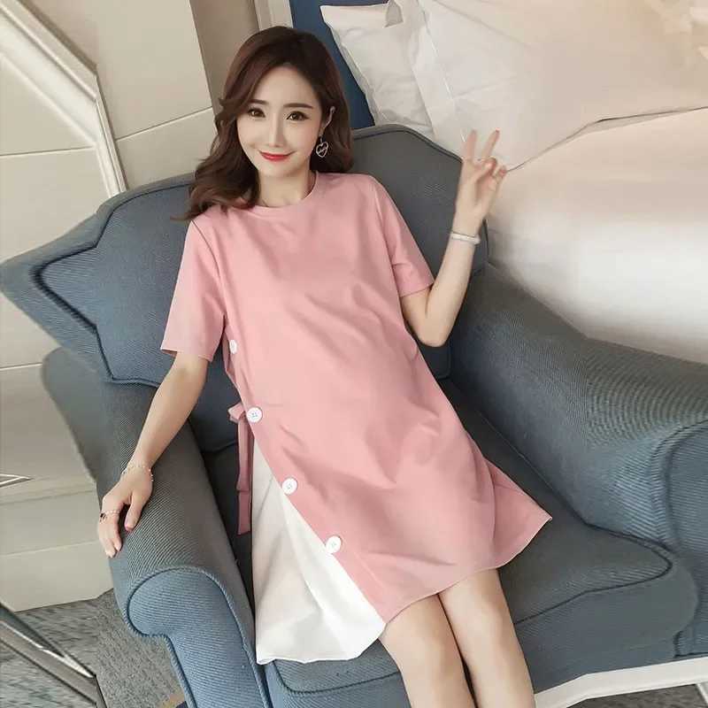 Maternity Dress For Pregnant Women Clothes Casual Patchwork Long-sleeved Loose T-shirt Photography Tops Clothes SkirtT250311