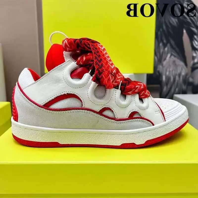 Spring Autumn Genuine Leather Bre at hable Flat Thic k Sole Lace up Mixed Color Casual Versatile Wal king Shoes Unisex