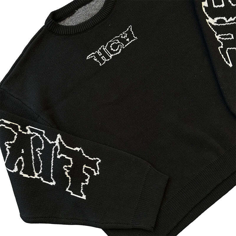 New Y2k High Street Men's And Women's Dark Style Personalized Hip-Hop Long Sleeved Round Neck Pullover Sweater