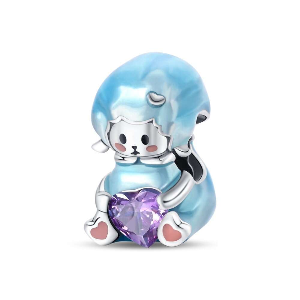 Hot Selling New Cartoon Blessing Series 925 Silver Charms Lucky Black Cat Squirrel Little Lamb Dragon Treasure Charm bead fit bracelet DIY for women J