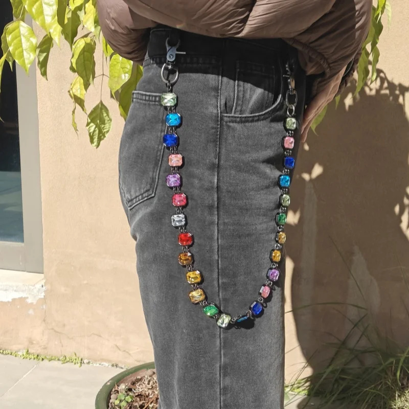 Concise Colour Agate Crystal Pants Chain Men And Women Ones Waist Accessories Gothic Ethnic Style Y2K Locomotive Chain 250303